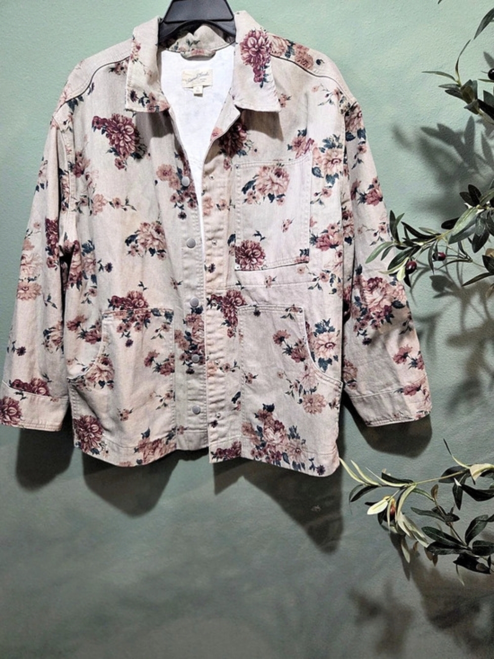 Universal Thread Women's Western Chore Coat Khaki Floral Jacket Floral Jacket XL